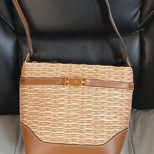 Etienne Aigner Woven Jute Shoulder Bag in Tan